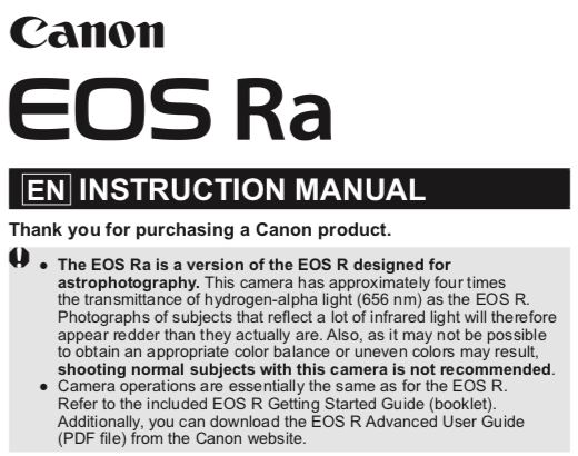 Canon приписывают намерение выпустить полнокадровую беззеркальную камеру EOS Ra для астрофотографии
