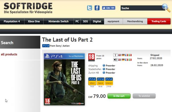 Швейцарский магазин открыл предзаказы на The Last of Us 2 с указанием даты релиза, Naughty Dog представила новый тизер